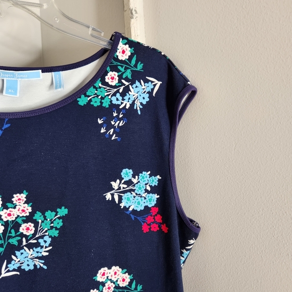 Draper James Dress womens XL floral sleeveless navy ponte a-line - Picture 3 of 5